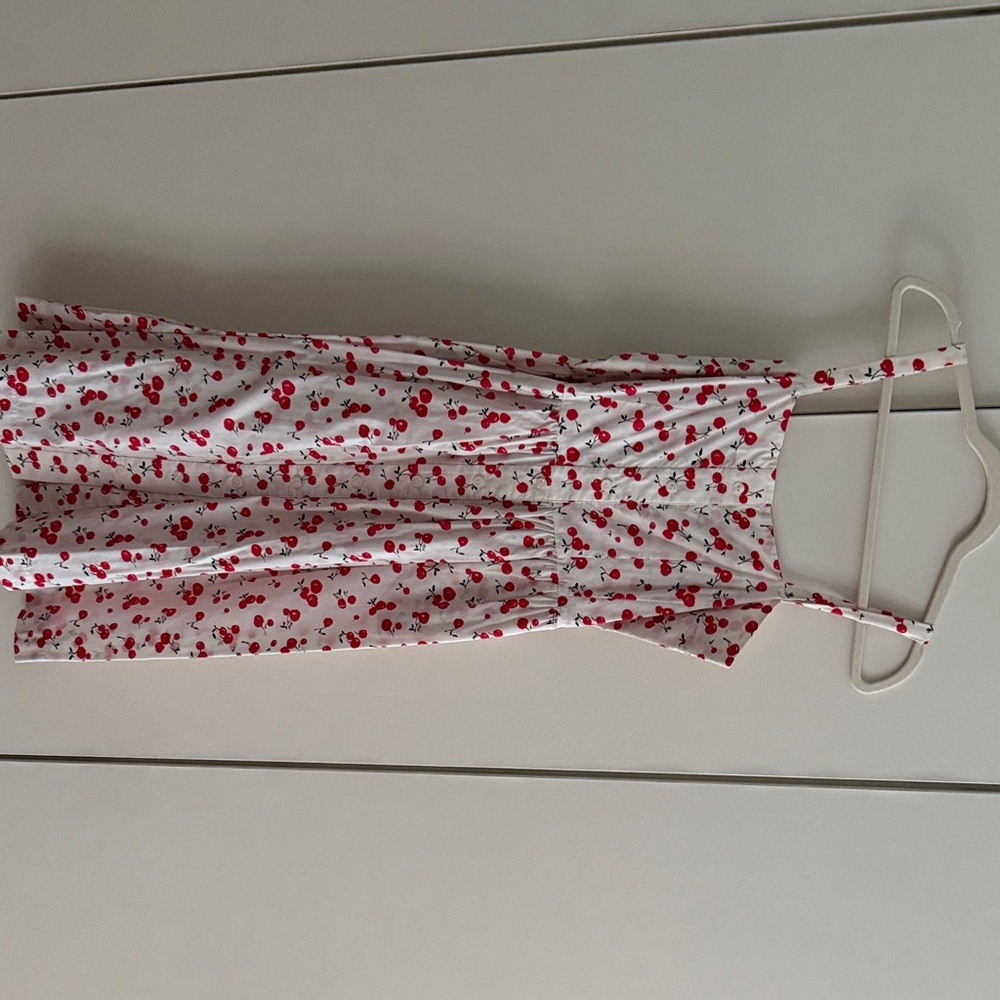 HVN Floral Midi Dress - Red and White